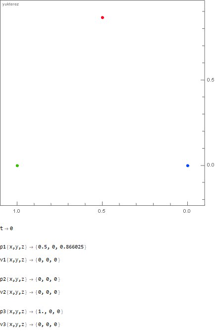 1000kg vs 100 kg vs 1 kg, initial distance: 1 meter